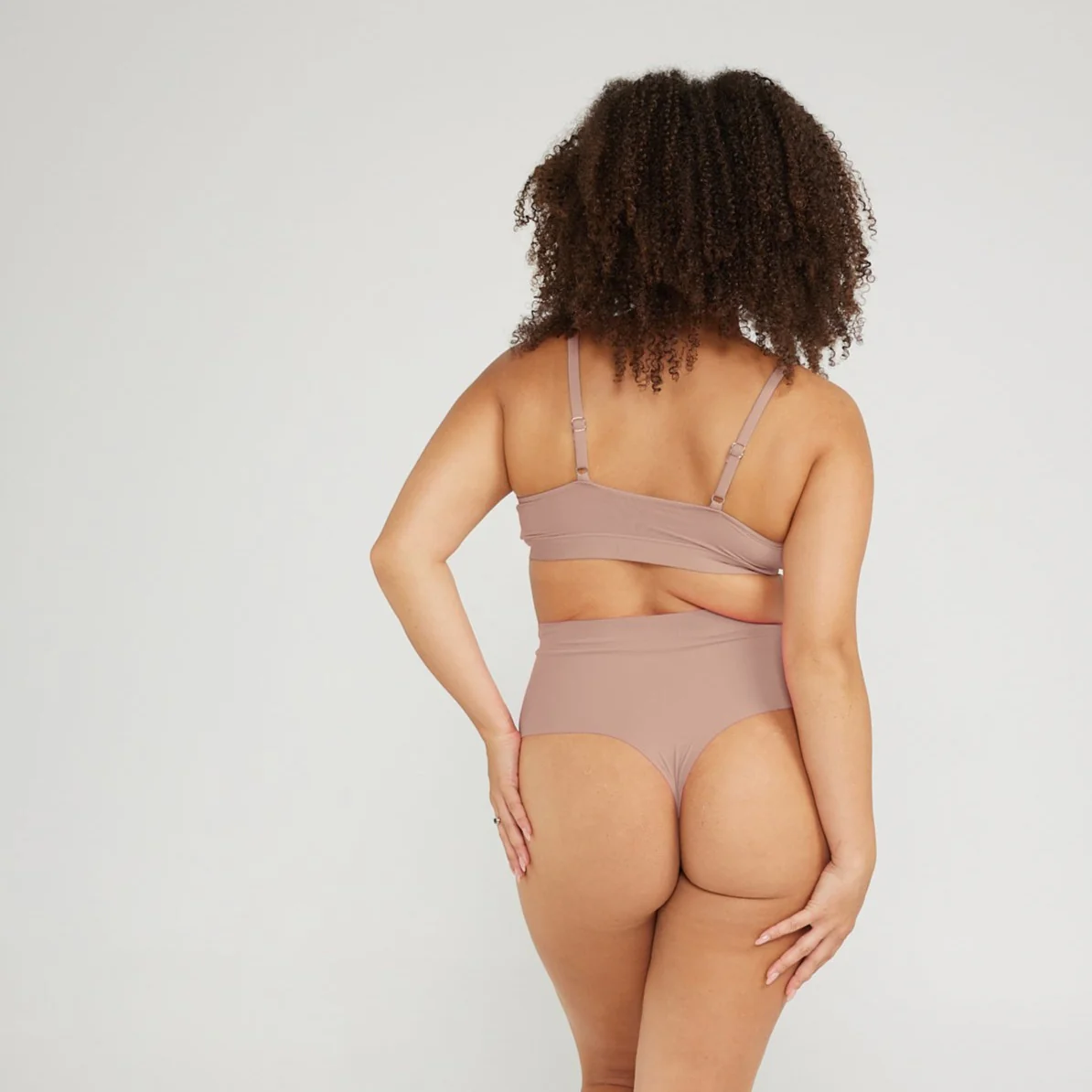 High-Rise Thong - Seamless Cotton - Latte - Image 7