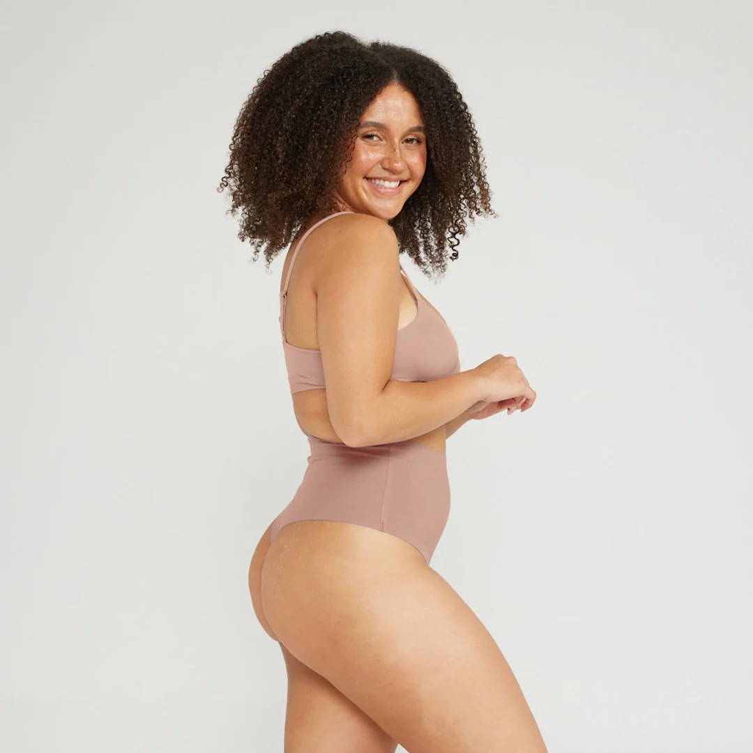High-Rise Thong - Seamless Cotton - Latte - Image 8
