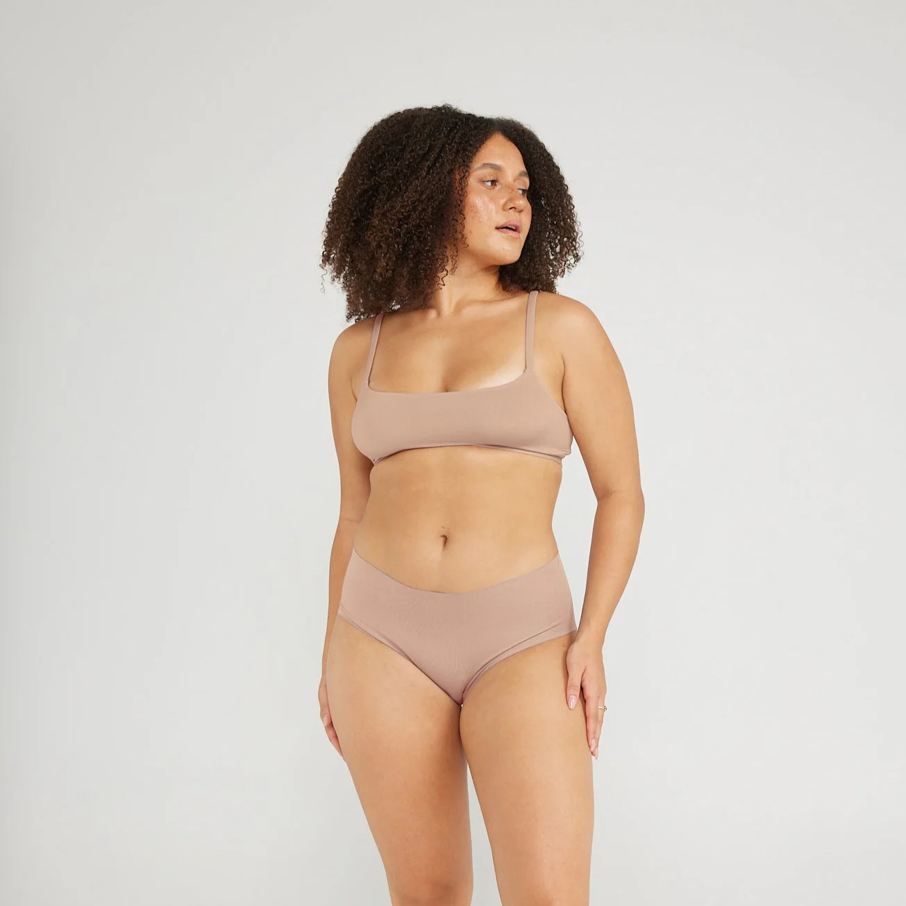 Mid-Rise Bikini - Seamless Cotton - Latte - Image 6