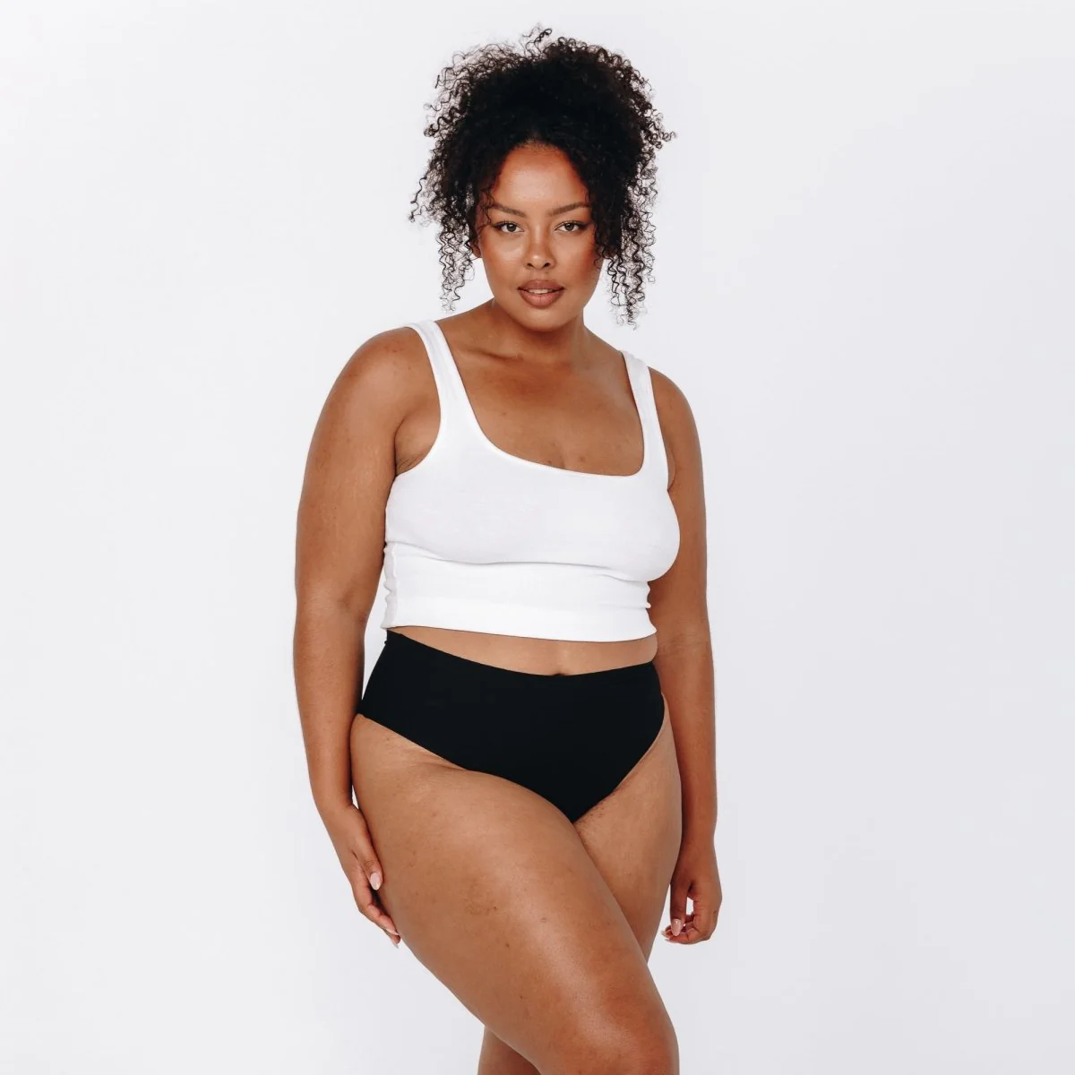 Mid-Rise Thong - Seamless Cotton - Black - Image 10