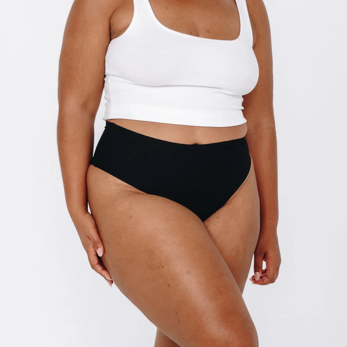 Mid-Rise Thong - Seamless Cotton - Black - Image 11
