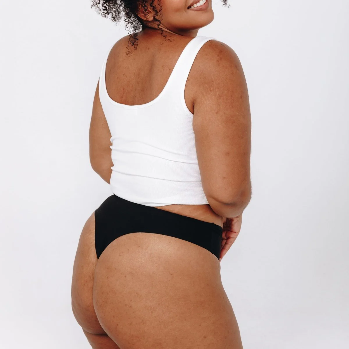 Mid-Rise Thong - Seamless Cotton - Black - Image 13