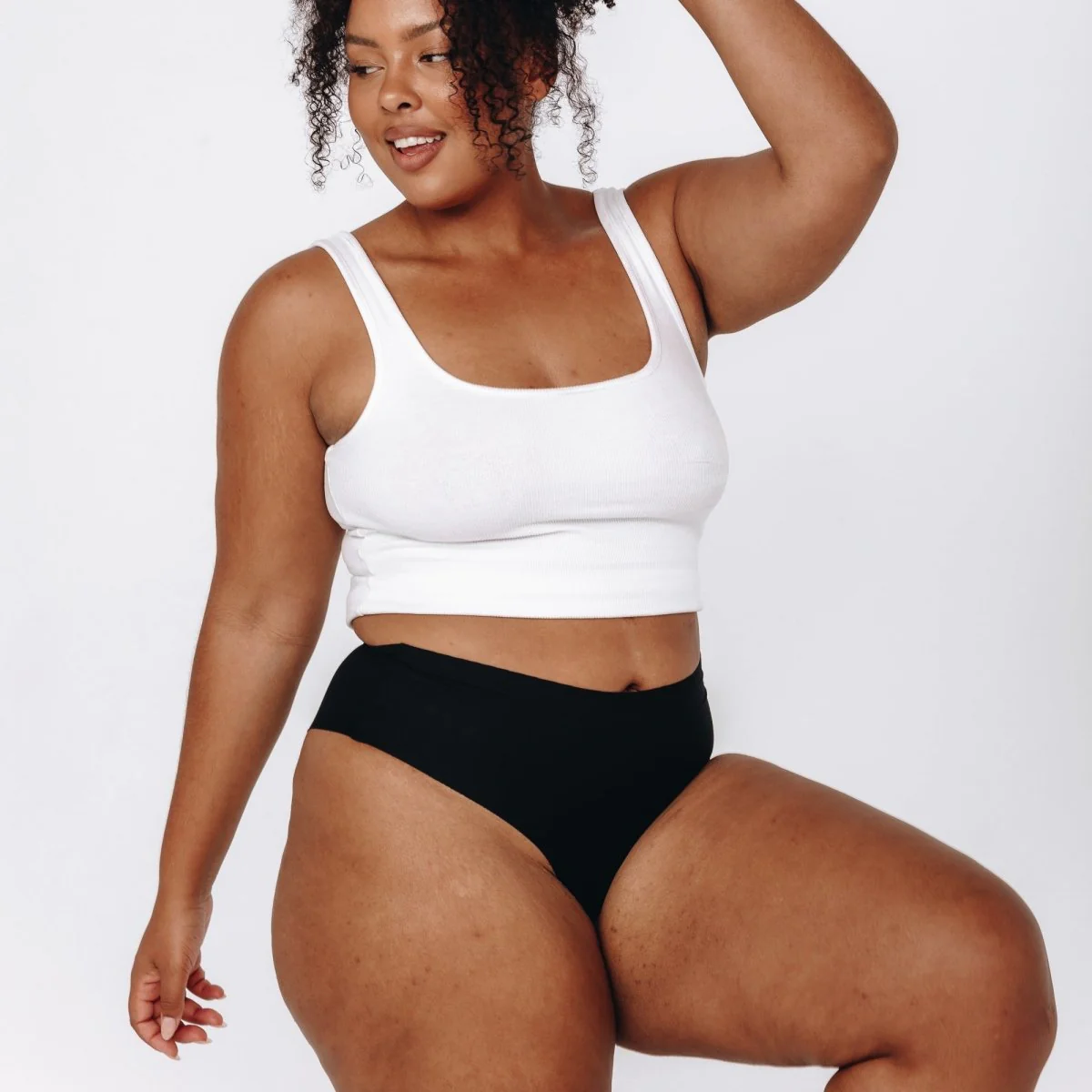 Mid-Rise Thong - Seamless Cotton - Black - Image 14