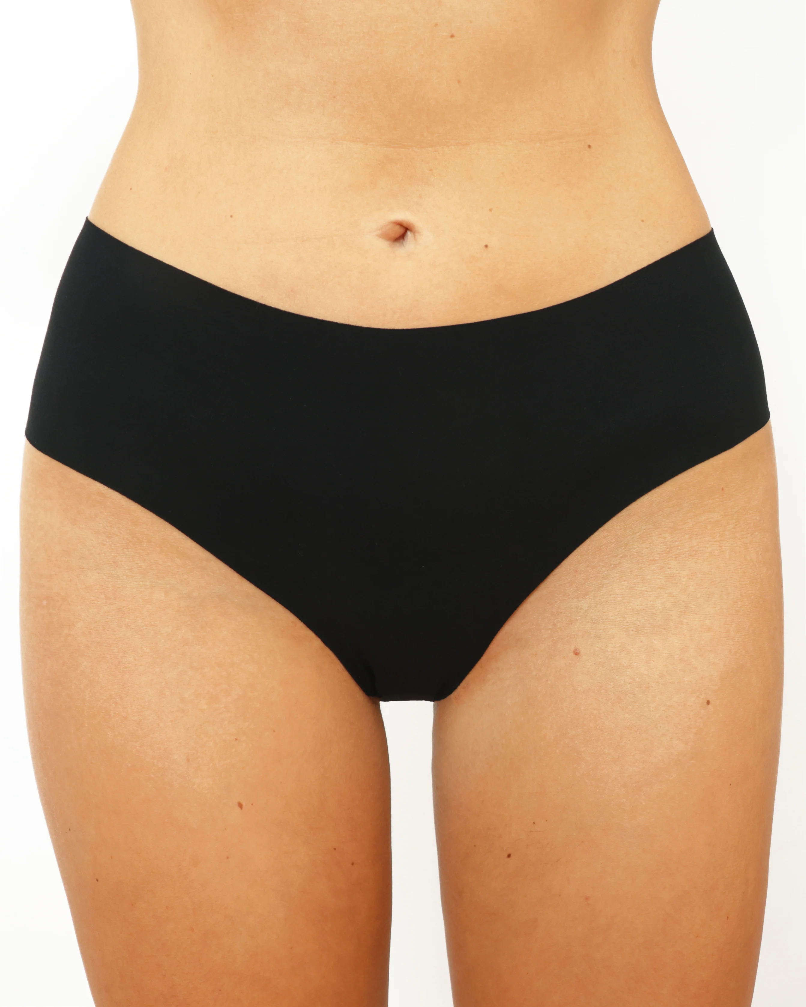 Mid-Rise Thong - Seamless Cotton - Black - Image 4