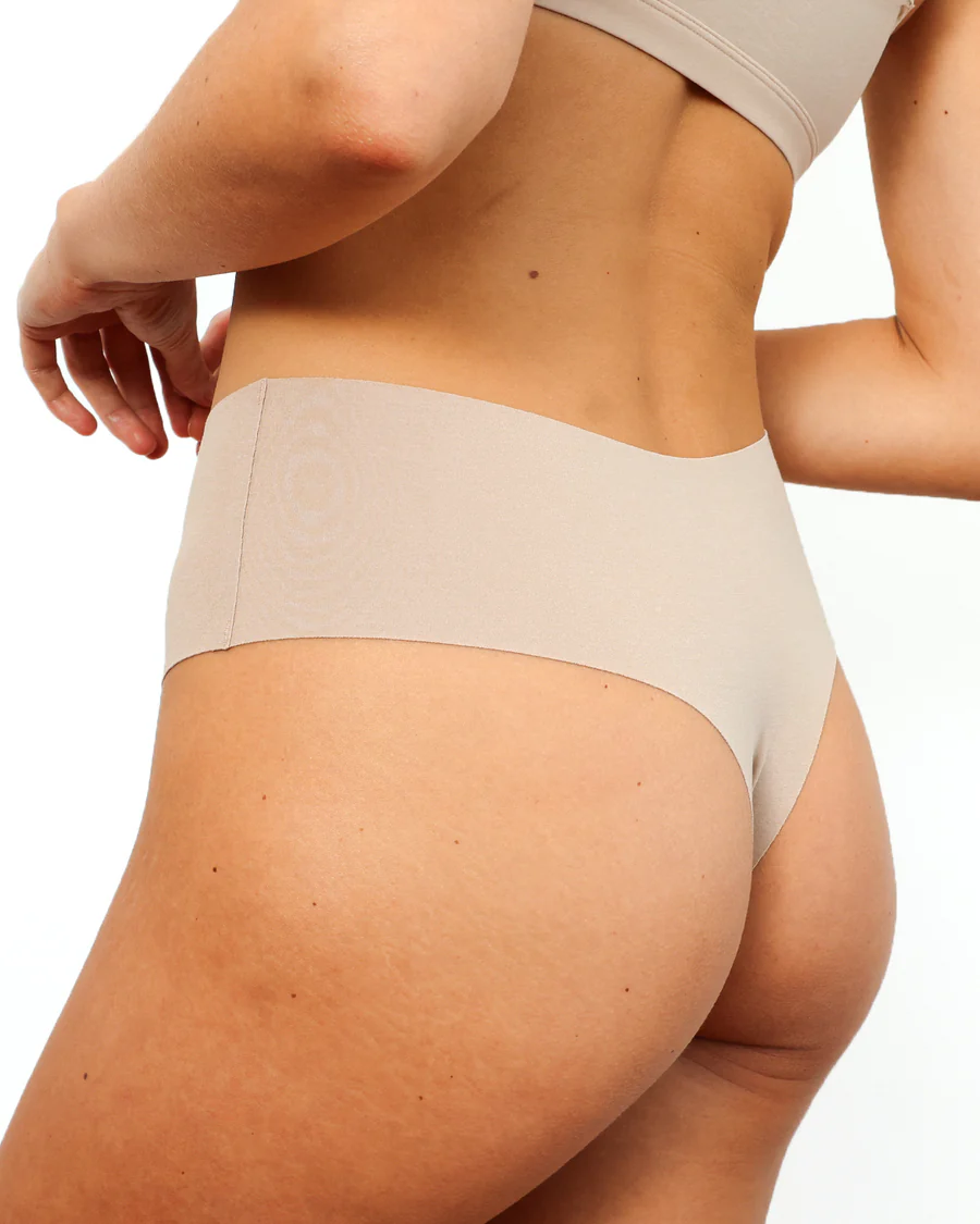 Mid-Rise Thong - Seamless Cotton - Latte - Image 3