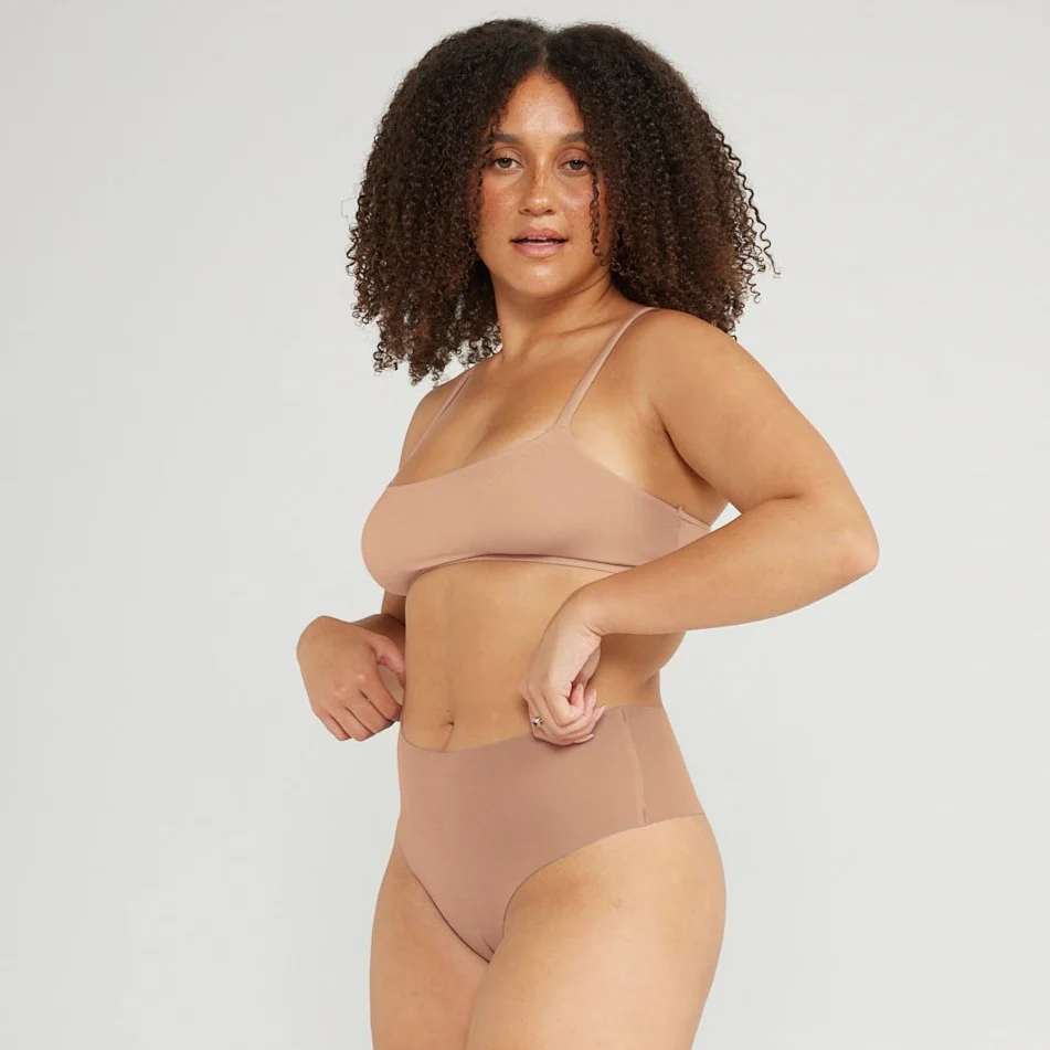 Mid-Rise Thong - Seamless Cotton - Latte - Image 6
