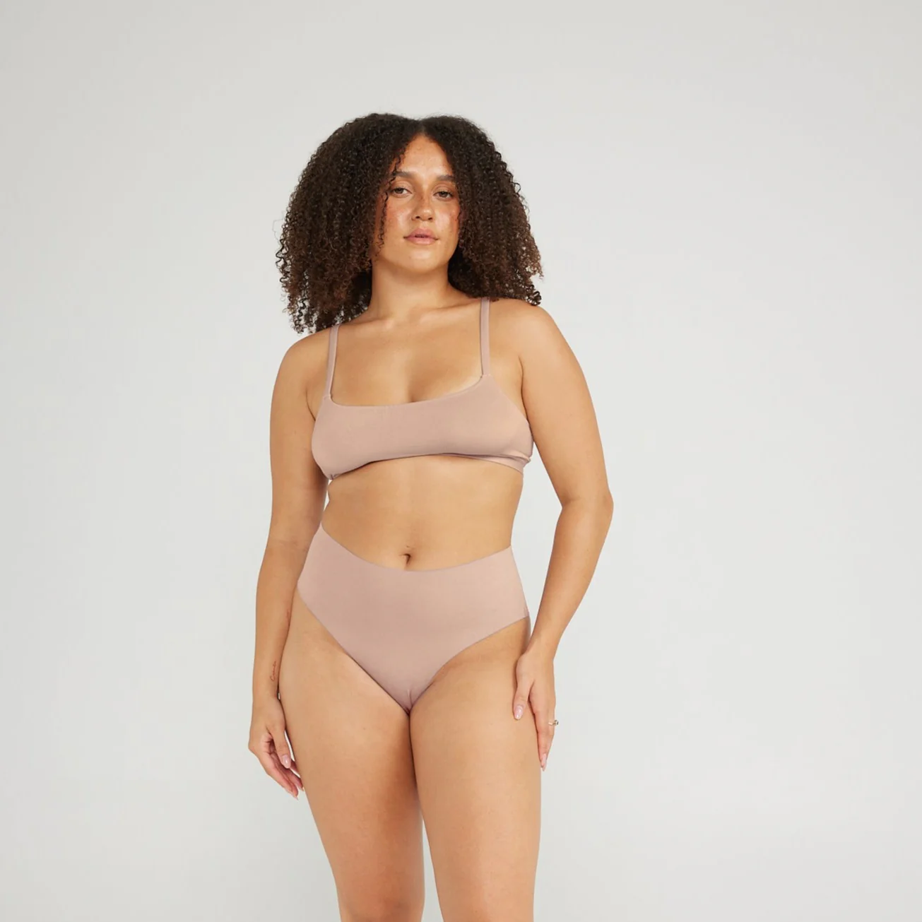 Mid-Rise Thong - Seamless Cotton - Latte - Image 7