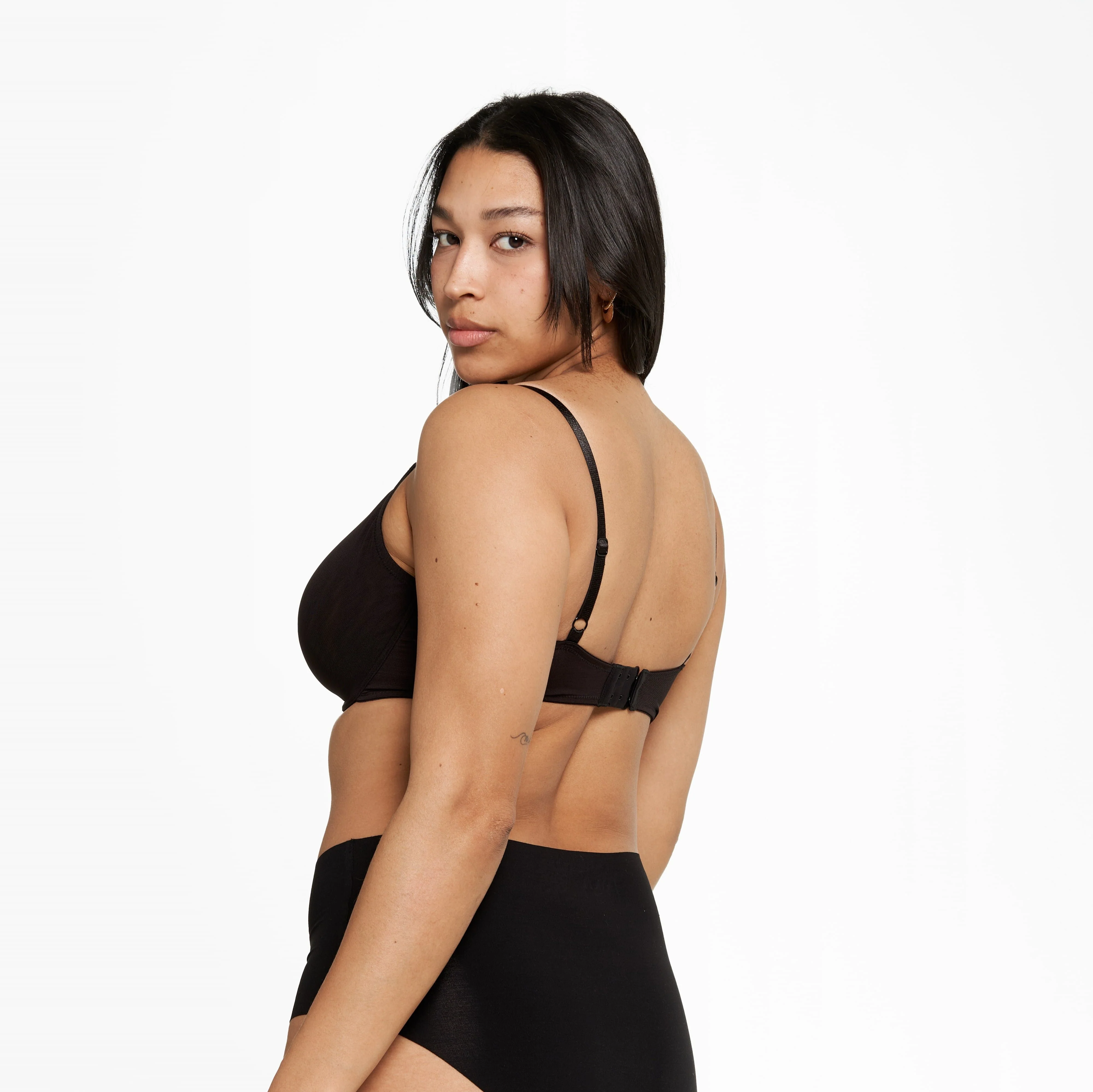 Underwire Mesh Bra - Black - Image 4